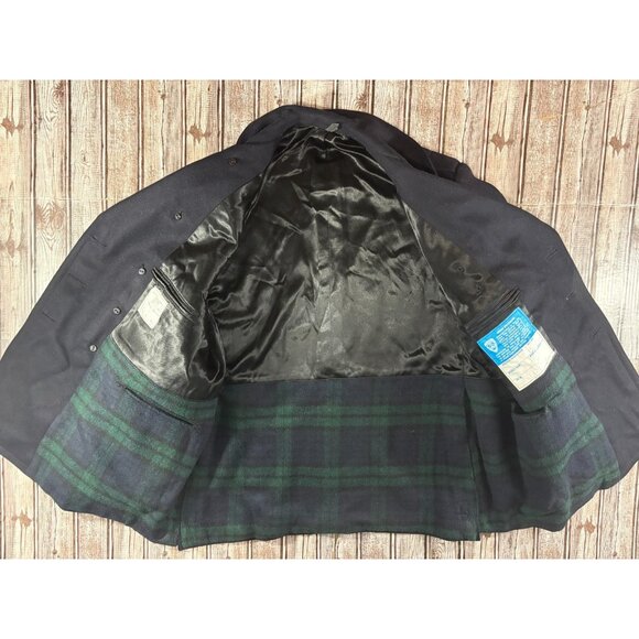 NYPD Pea Coat Double-Breasted Heavy Wool coat size 42 navy blue - Picture 5 of 8